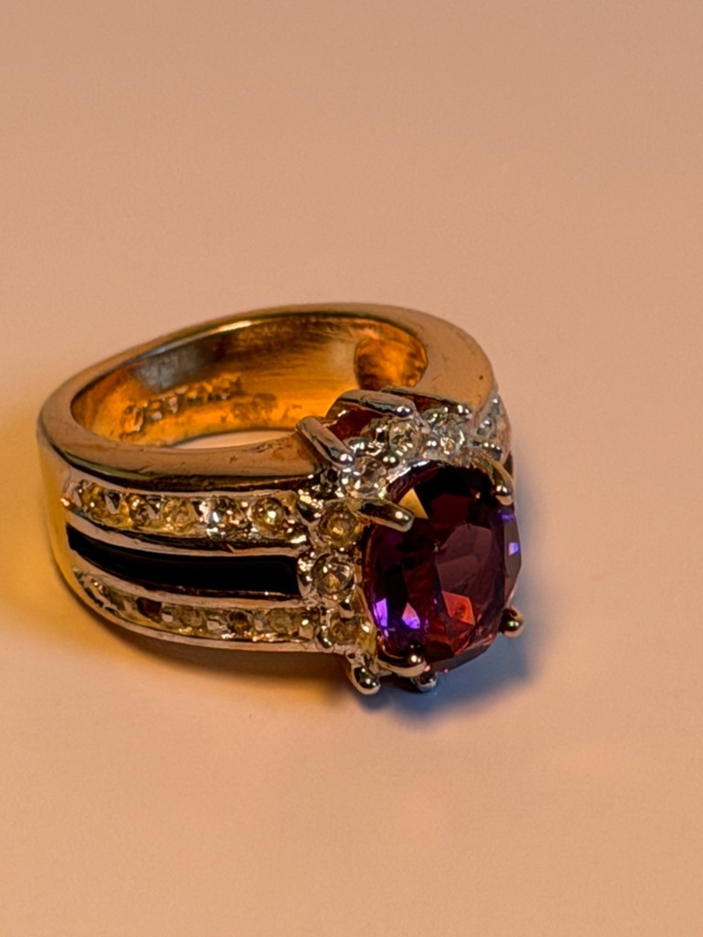 Sterling Silver Purple Gemstone Cocktail Ring